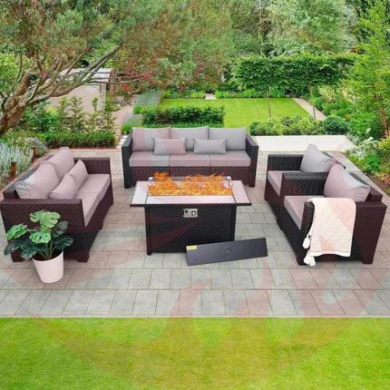 5 Pcs Outdoor Patio Furniture Set with 45" Fire Pit - Phoenix Fire Art Store