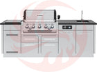 Broil King 10 1/2-Foot Outdoor Kitchen Island with Imperial QS 590i 5-Burner Gas Grill, Rotisserie, Side Burner, Sink, Refrigerator & iQue™ Technology Control - Phoenix Fire Art Store