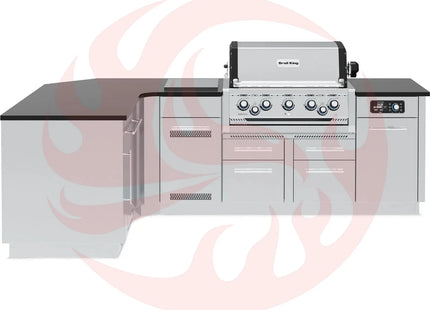 Broil King 69 x 111-Inch Outdoor Kitchen Island with Imperial QS 590i 5-Burner Gas Grill, Rotisserie, Side Burner, Refrigerator & iQue™ Technology Control - Phoenix Fire Art Store