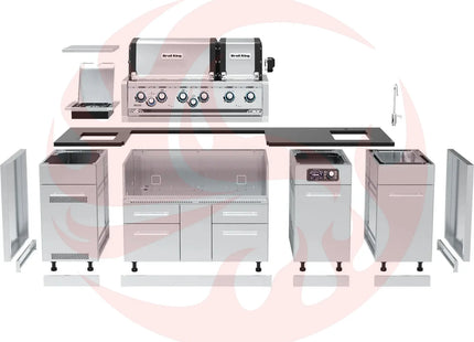 Broil King 8 1/2-Foot Outdoor Kitchen Island with Imperial QS 690i 6-Burner Gas Grill, Rotisserie, Side Burner, Sink & iQue™ Technology Control (Left Orientation) - Phoenix Fire Art Store