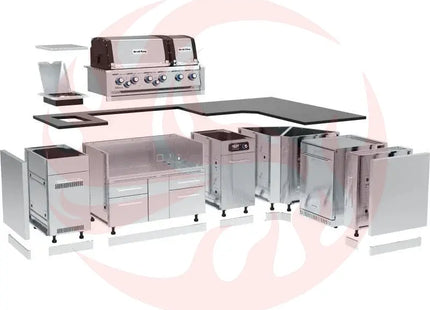 Broil King 118 x 70-Inch Outdoor Kitchen Island with Imperial QS 690i 6-Burner Gas Grill, Rotisserie, Side Burner, Refrigerator & iQue™ Technology Control - Phoenix Fire Art Store