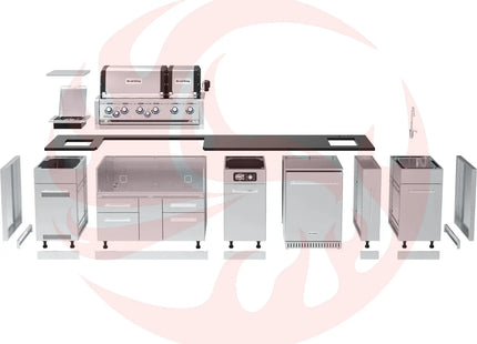 Broil King 11-Foot Outdoor Kitchen Island with Imperial QS 690i 6-Burner Gas Grill, Rotisserie, Side Burner, Sink, Refrigerator & iQue™ Technology Control - Phoenix Fire Art Store