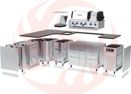 Broil King 70 x 118-Inch Outdoor Kitchen Island with Imperial QS 690i 6-Burner Gas Grill, Rotisserie, Side Burner, Refrigerator & iQue™ Technology Control - Phoenix Fire Art Store