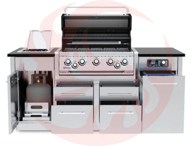 Broil King Imperial QS 590i 5-Burner Gas Grill Island With Rotisserie & Side Burner & iQue™ Technology Control - Phoenix Fire Art Store