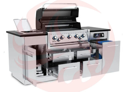 Broil King Imperial QS 590i 5-Burner Gas Grill Island With Rotisserie & Side Burner & iQue™ Technology Control - Phoenix Fire Art Store