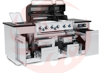 Broil King Imperial QS 690i 6-Burner Gas Grill Island With Rotisserie & Side Burner & iQue™ Technology Control - Phoenix Fire Art Store