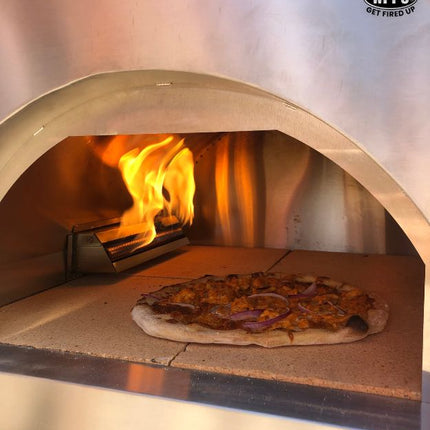 Dual Fuel Pizza Oven wood fired cooking setup
