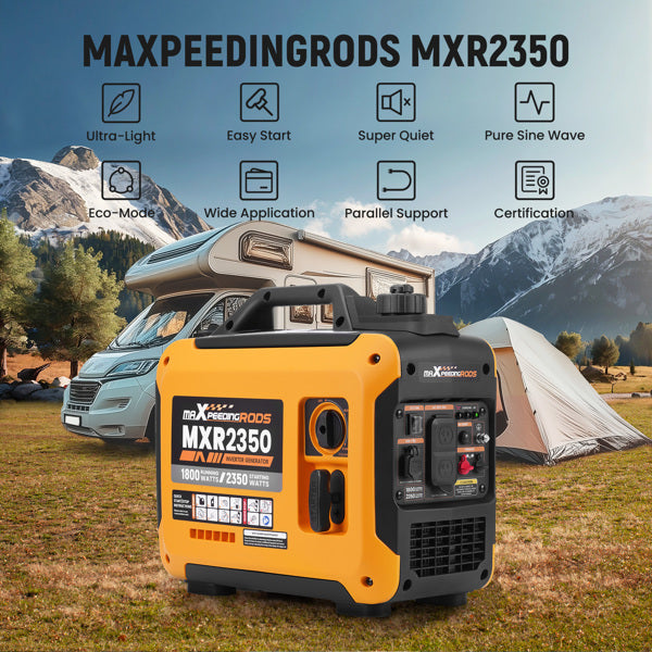 2350W Quiet Portable Gas Generator - Inverter, 58dB Ultra-Quiet, 15kg Lightweight