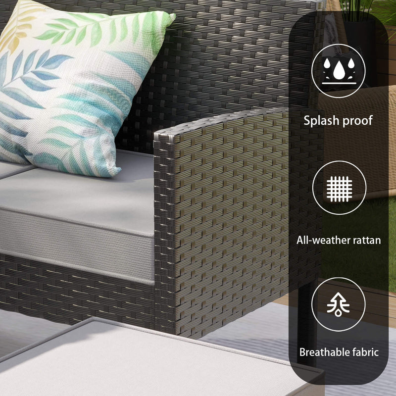 Alora 7-Piece Modern Outdoor Patio Furniture Set With Waterproof Cushions & Glass Table (SAK55673)