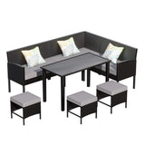 Alora 7-Piece Modern Outdoor Patio Furniture Set With Waterproof Cushions & Glass Table (SAK55673)