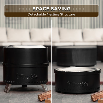 Pluto R19-PG Smokeless Outdoor Fire Pit -  Painted Black