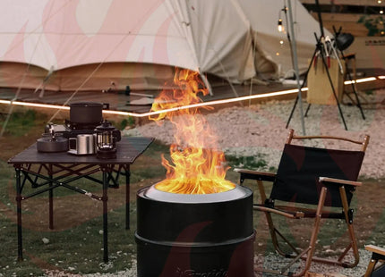Pluto R19-PG Smokeless Outdoor Fire Pit - Painted Black - Phoenix Fire Art Store