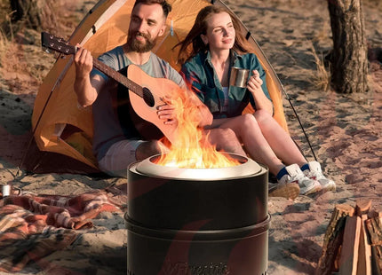 Pluto R19-PG Smokeless Outdoor Fire Pit - Painted Black - Phoenix Fire Art Store