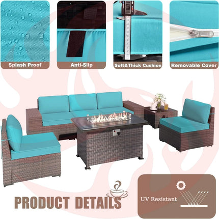Rattan Patio Furniture Set With Fire Pit Table-4