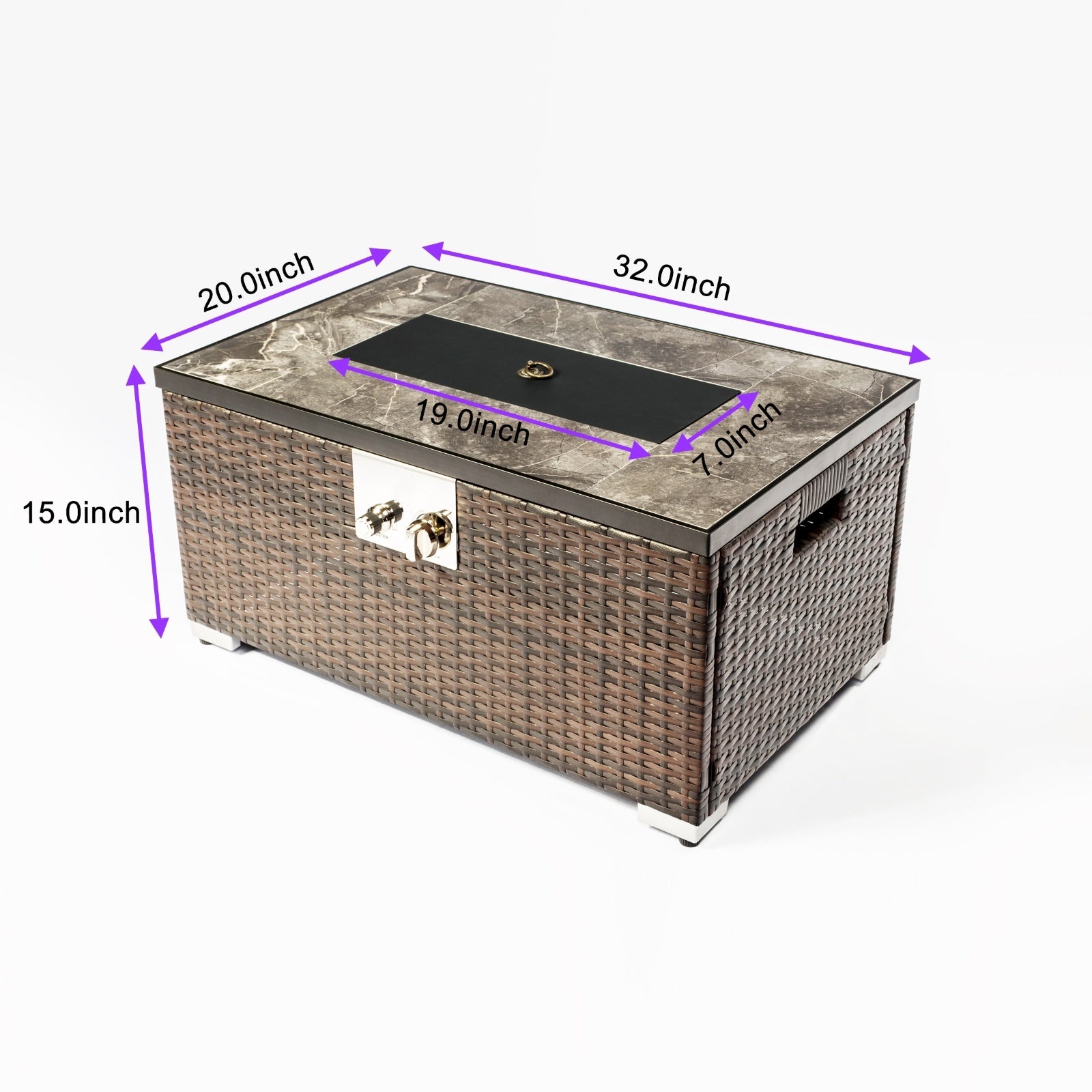 Outdoor Fire Table Propane Pit Rattan With Tile Tabletop - Phoenix Fire Art Store