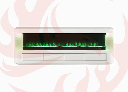 Nuvia 71-Inch Modern White Electric Fireplace TV Stand With 3-Level LED Brightness Setting [TV Stand Only] (SAK94120) - Phoenix Fire Art Store