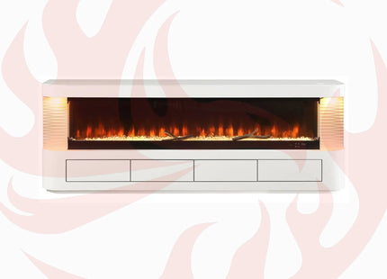 Nuvia 71-Inch Modern White Electric Fireplace TV Stand With 3-Level LED Brightness Setting [TV Stand Only] (SAK94120) - Phoenix Fire Art Store