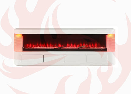 Nuvia 71-Inch Modern White Electric Fireplace TV Stand With 3-Level LED Brightness Setting [TV Stand Only] (SAK94120) - Phoenix Fire Art Store