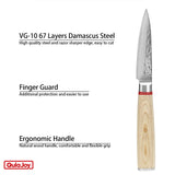 Qulajoy Nakiri Knife 6.9 Inch, Professional 67-Layers Damascus Japanese Chef Knife, with Ergonomic Wood Handle - Phoenix Fire Art Store