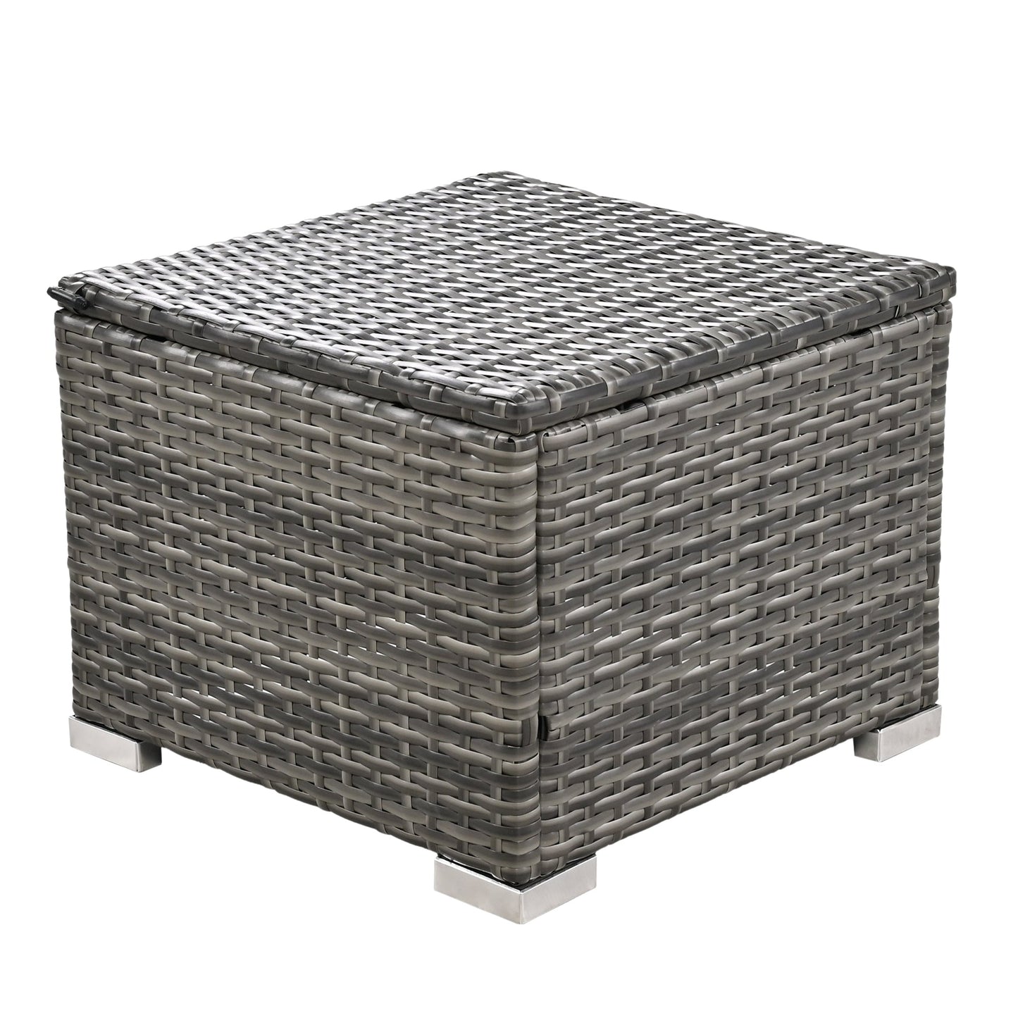 10 Piece Outdoor Wood Coffee Table Furniture Set, W/ Ottomans