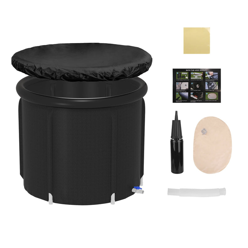97Gal Ice Bath Tub With Cover for Cold Water Therapy, 660LBS Load Capacity 33.46x33.46x29.52in