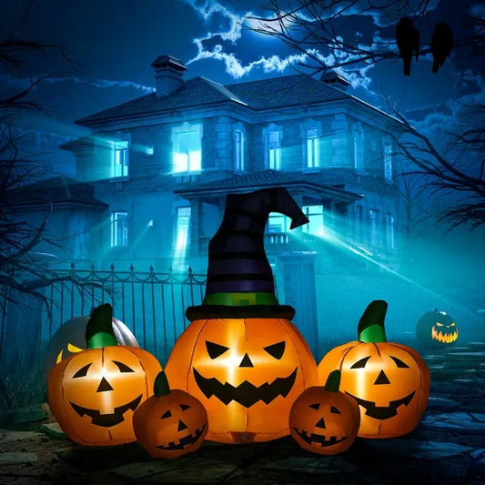 3 Pumpkins Witch Inflatable Halloween Decoration