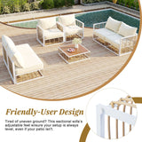 Modern Minimalist 7-Piece Metal Patio All-Weather Sectional Sofa Set - Phoenix Fire Art Store
