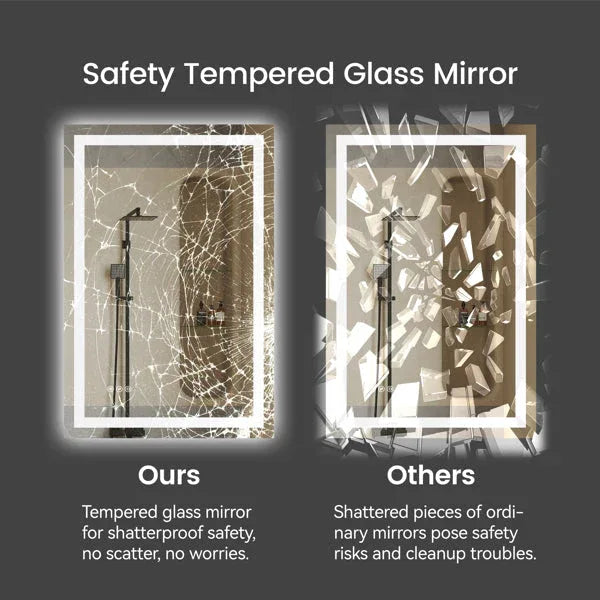 LED Bathroom Mirror 28x36 | Wall Mount Vanity - Phoenix Fire Art Store