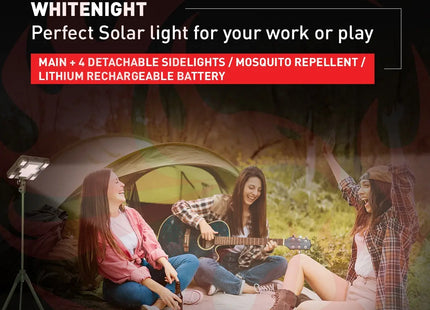 TRU De-LIGHT WHITENIGHT Multipurpose Solar / AC / DC - Garden, Camping Main Light + 3 Independent Detachable Multi Mode Side Lights / Tripod + Carrying Bag zoppinh