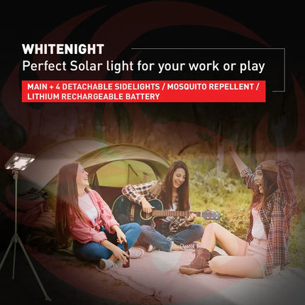 TRU De-LIGHT WHITENIGHT Multipurpose Solar / AC / DC - Garden, Camping Main Light + 3 Independent Detachable Multi Mode Side Lights / Tripod + Carrying Bag zoppinh