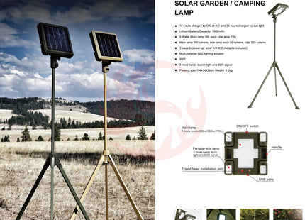 TRU De-LIGHT WHITENIGHT Multipurpose Solar / AC / DC - Garden, Camping Main Light + 3 Independent Detachable Multi Mode Side Lights / Tripod + Carrying Bag zoppinh