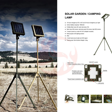 TRU De-LIGHT WHITENIGHT Multipurpose Solar / AC / DC - Garden, Camping Main Light + 3 Independent Detachable Multi Mode Side Lights / Tripod + Carrying Bag zoppinh