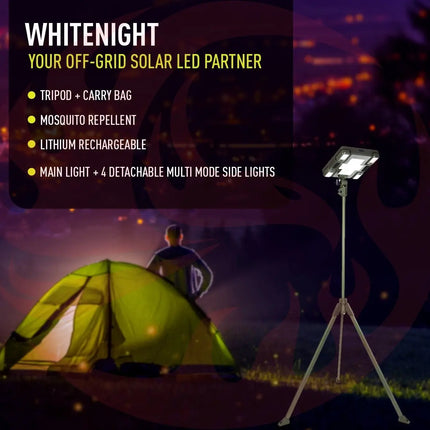 TRU De-LIGHT WHITENIGHT Multipurpose Solar / AC / DC - Garden, Camping Main Light + 3 Independent Detachable Multi Mode Side Lights / Tripod + Carrying Bag zoppinh