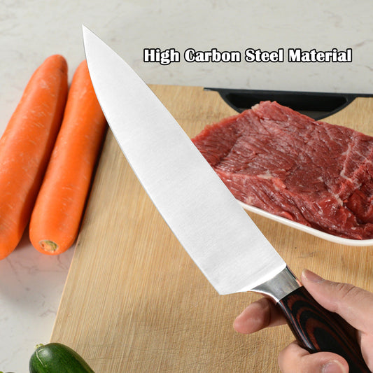 Kegani Japanese Chef Knife 8 Inch - Chef's High Carbon Stainless Steel Knife - Rosewood Full Tang with Sheath - Phoenix Fire Art Store