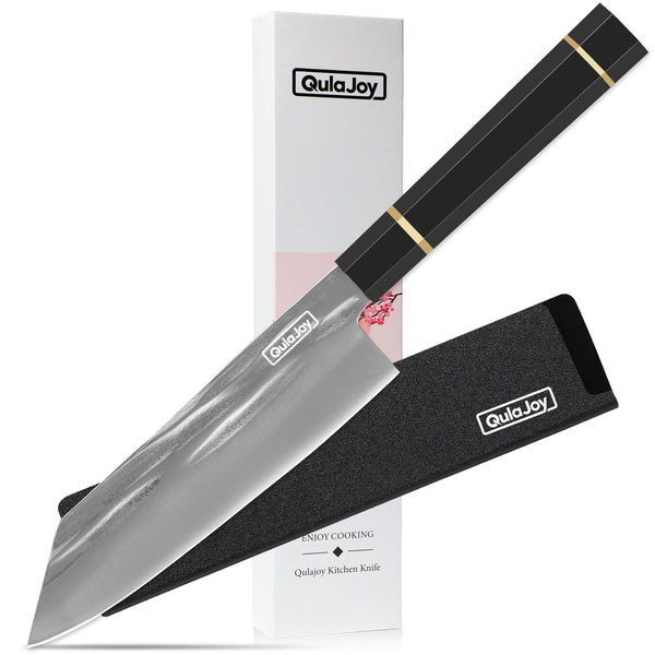 Qulajoy 8 Inch - Hand Forged Swedish Sandvik Steel Gyuto Chef Knife - Classic Octagonal Handle - Phoenix Fire Art Store