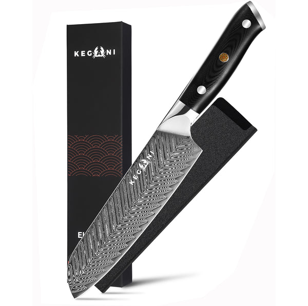 Kegani Santoku Knife 7 Inch Japanese Santoku Knife, 73 Layer AUS-10 Damascus, Full Tang G10 Handle with Case & Sheath - Phoenix Fire Art Store