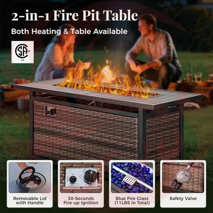 Swivel Glider Patio Furniture Set with Fire Pit-4