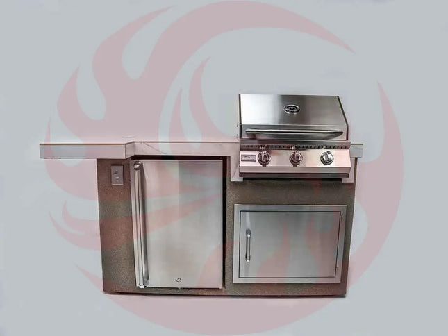 KoKoMo Mini Maui 6' Outdoor Kitchen Island – Compact BBQ Station with Seating - Phoenix Fire Art Store