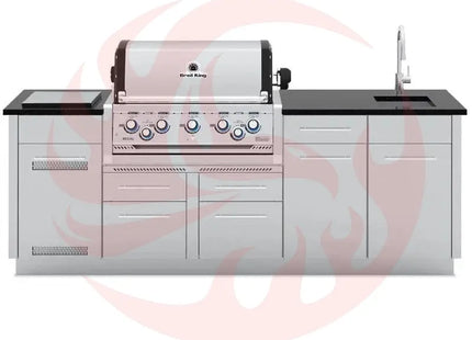 Broil King 8-Foot Outdoor Kitchen Island with Imperial S 590i 5-Burner Gas Grill, Rotisserie & Side Burner - Phoenix Fire Art Store