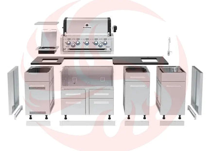 Broil King 8-Foot Outdoor Kitchen Island with Imperial S 590i 5-Burner Gas Grill, Rotisserie & Side Burner - Phoenix Fire Art Store