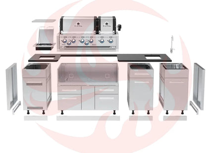 Broil King 8 1/2-Foot Outdoor Kitchen Island with Imperial S 690i 6-Burner Gas Grill, Rotisserie & Side Burner - Phoenix Fire Art Store