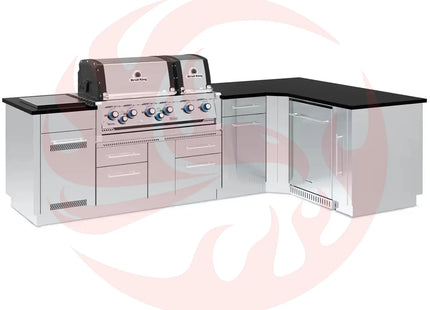 Broil King 118 x 70-Inch Outdoor Kitchen Island with Imperial S 690i 6-Burner Gas Grill, Rotisserie, Side Burner & Refrigerator - Phoenix Fire Art Store