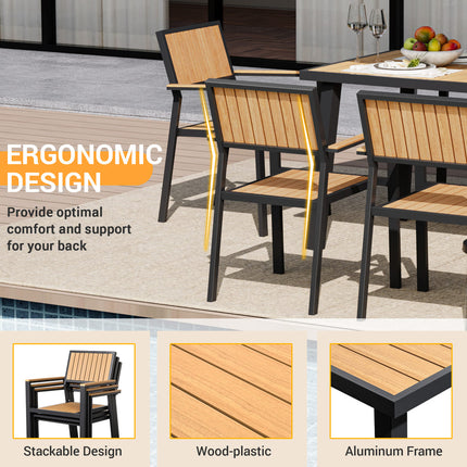 Pamapic Aluminum and Plastic-Wood Outdoor Dining Table Set Pamapic