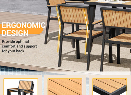 Pamapic Aluminum and Plastic-Wood Outdoor Dining Table Set Pamapic