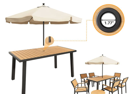 Pamapic Aluminum and Plastic-Wood Outdoor Dining Table Set Pamapic