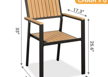Pamapic Aluminum and Plastic-Wood Outdoor Dining Table Set Pamapic