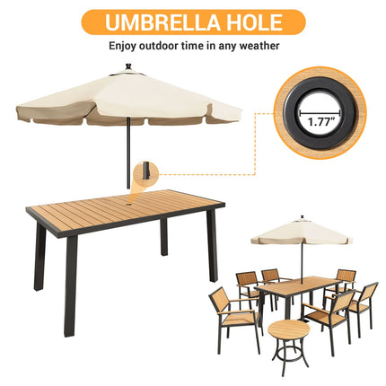 Pamapic Aluminum and Plastic-Wood Outdoor Dining Table Set Pamapic