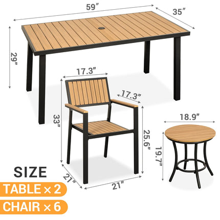 Pamapic Aluminum and Plastic-Wood Outdoor Dining Table Set Pamapic