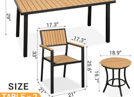 Pamapic Aluminum and Plastic-Wood Outdoor Dining Table Set Pamapic