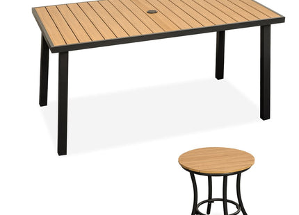 Pamapic Aluminum and Plastic-Wood Outdoor Dining Table Set Pamapic